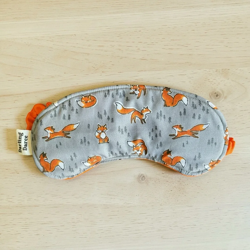 Fox Theme Kids Sleep Mask - Gray and Orange
